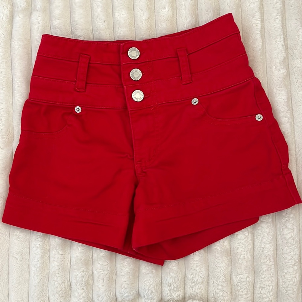 Red jean shorts button up Mossimo shorts